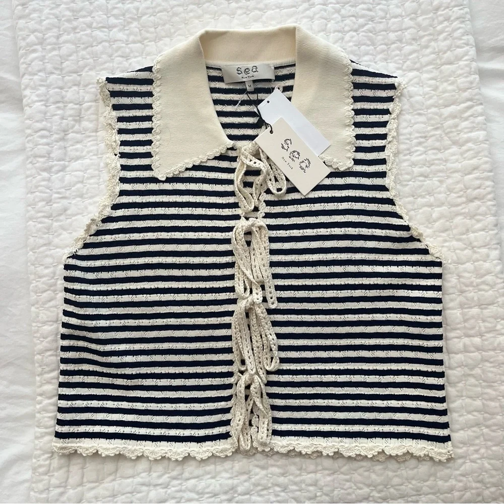 NWT SEA NY Addy Striped Knit Top - Picture 5 of 7